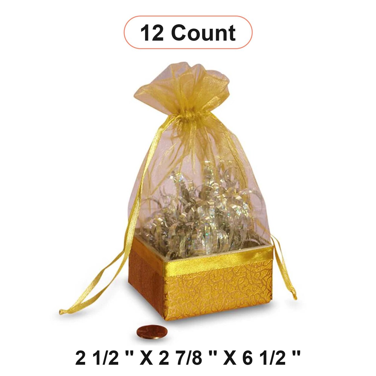 Box On The Bottom Organza Bags 2 1/2 '' X 2 7/8 '' X 6 1/2 '' Decor